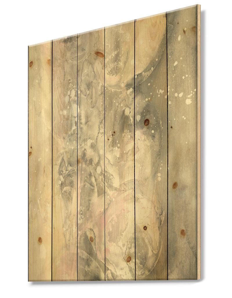 DesignQ Watercolor Snowflakes I - Modern Farmhouse Print On Natural Pine Wood
