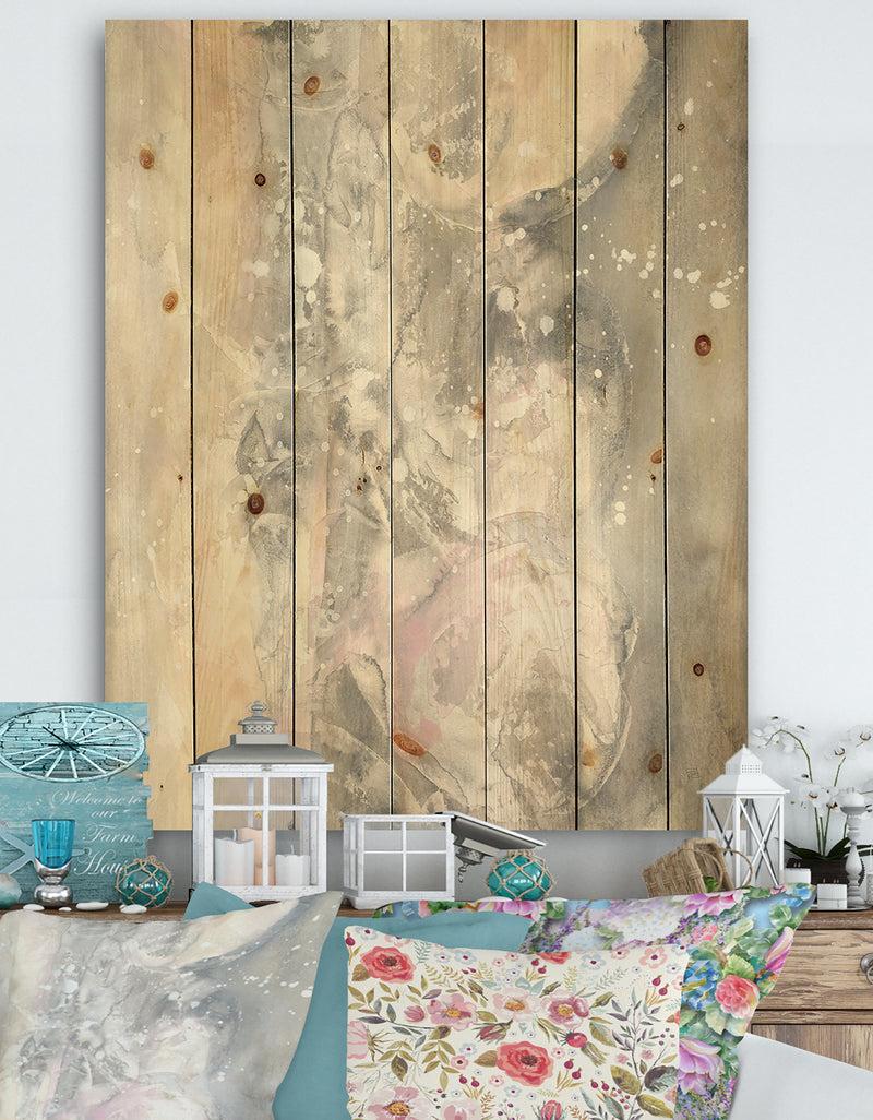 DesignQ Watercolor Snowflakes I - Modern Farmhouse Print on Natural Pine Wood