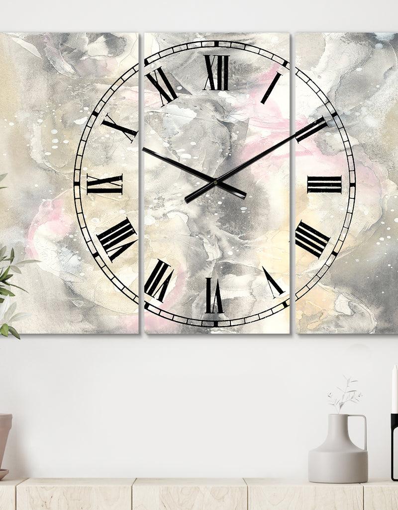 DesignQ Watercolor Snowflakes II - Cottage 3 Panels Oversized Wall CLock