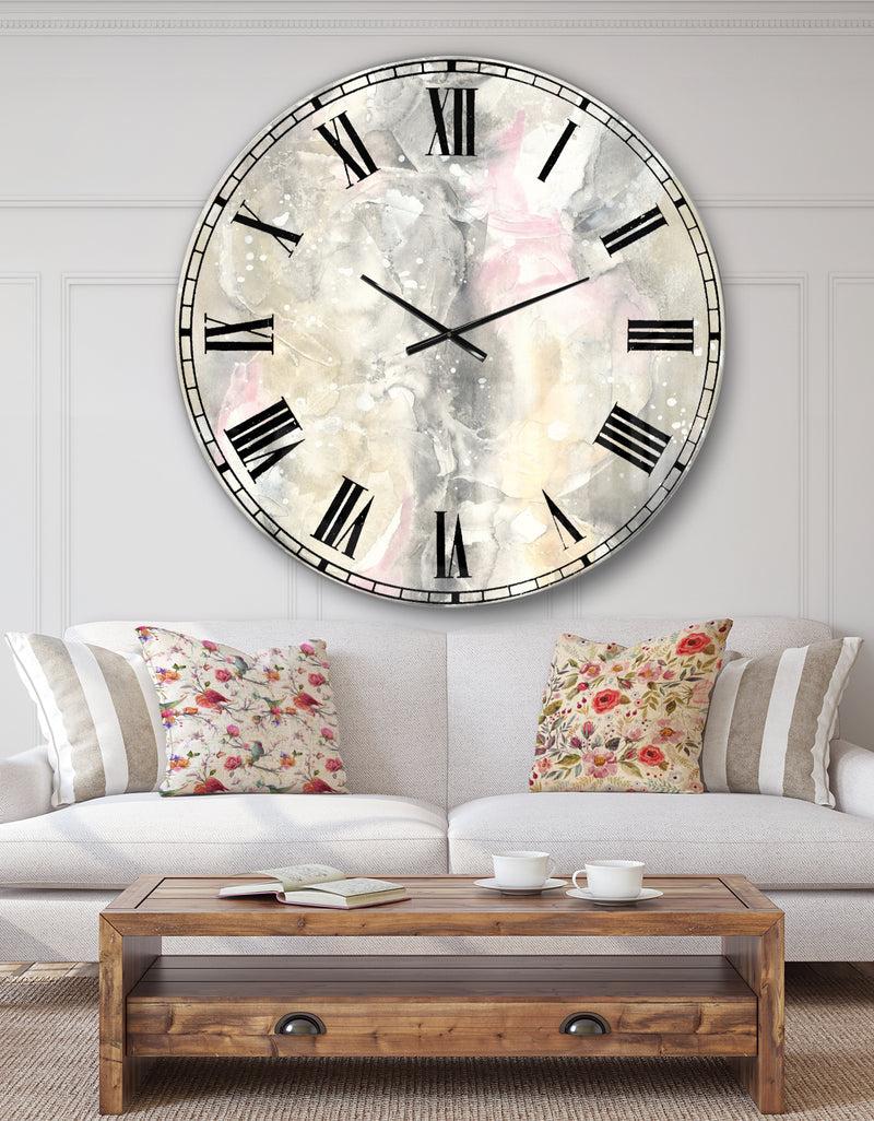 DesignQ Watercolor Snowflakes II - Modern Farmhouse Large Wall CLock