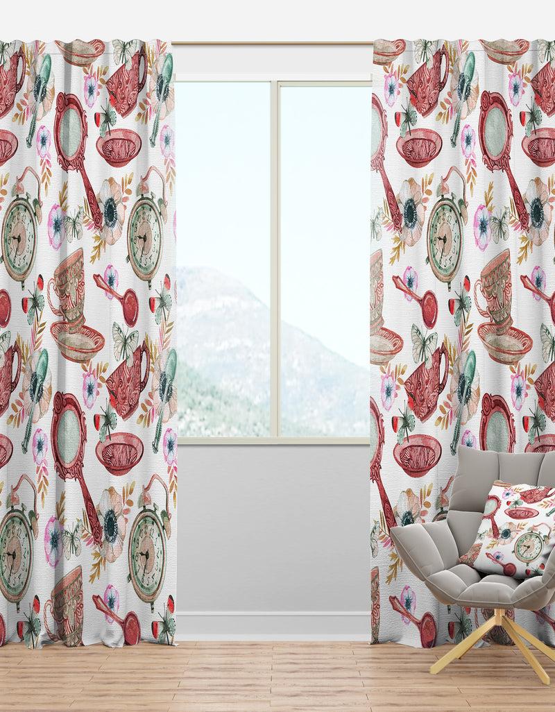 DesignQ Watercolor Tea Pattern - Modern Curtain Panels