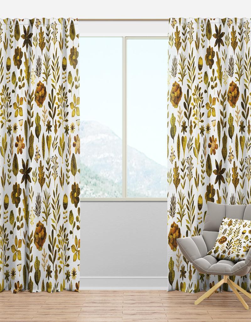 DesignQ Watercolor Texture with Flowers & Plants - Modern & Contemporary Curtain Panels