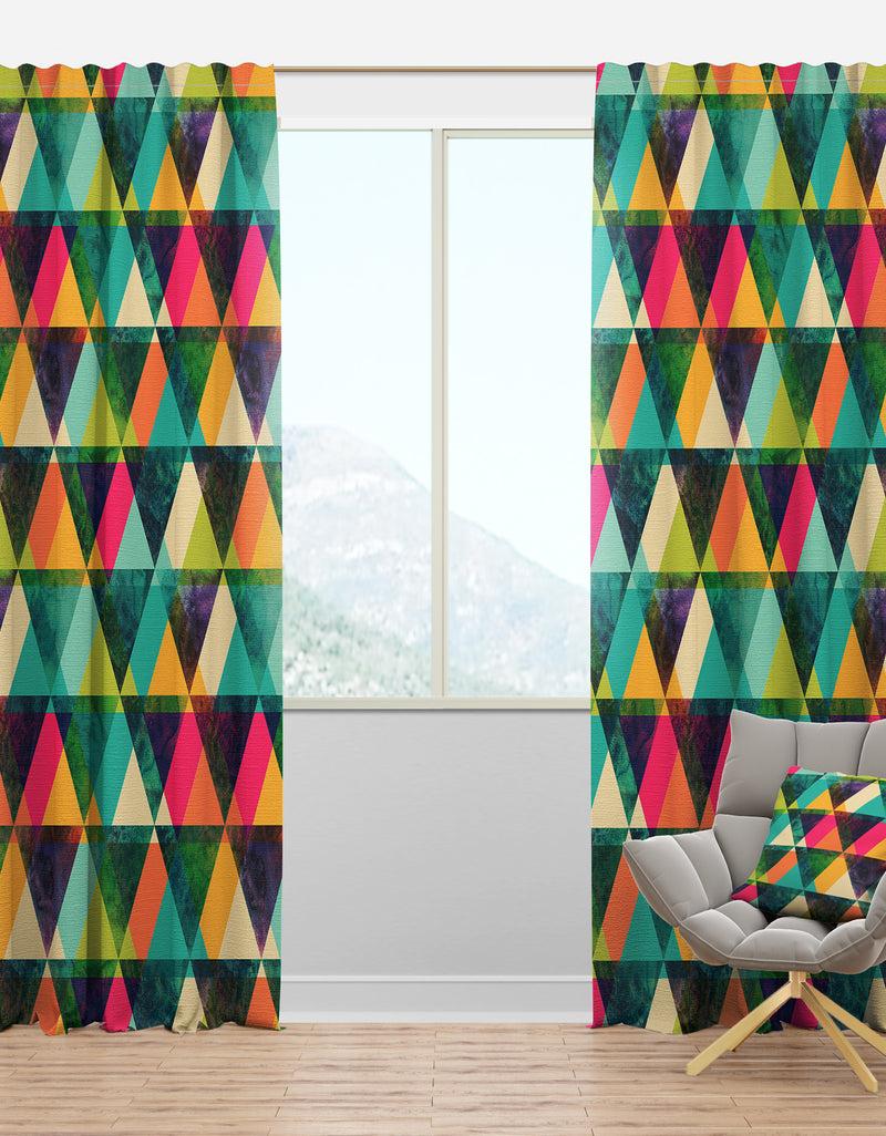 DesignQ Watercolor Triangles Pattern - Modern Curtain Panels