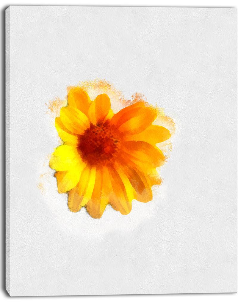 DesignQ Watercolor Yellow Coreopsis Sketch - Floral Canvas Artwork Print