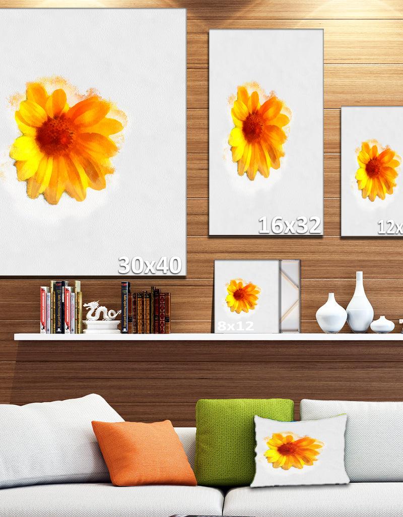DesignQ Watercolor Yellow Coreopsis Sketch - Floral Canvas Artwork Print