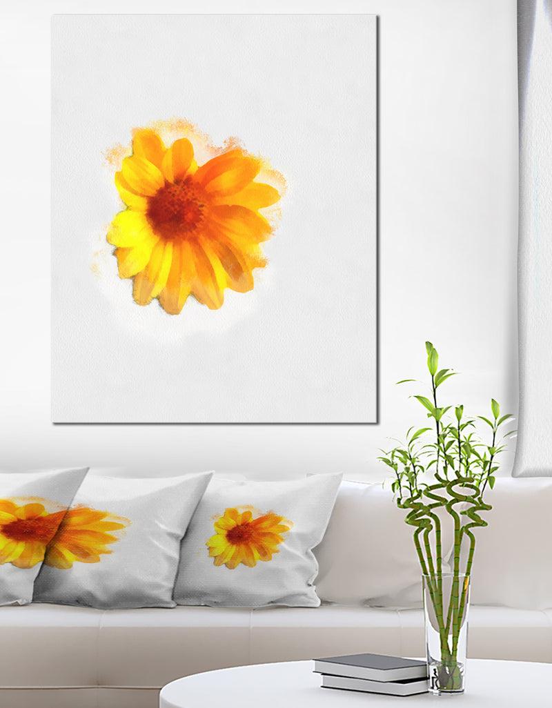 DesignQ Watercolor Yellow Coreopsis Sketch - Floral Canvas Artwork Print