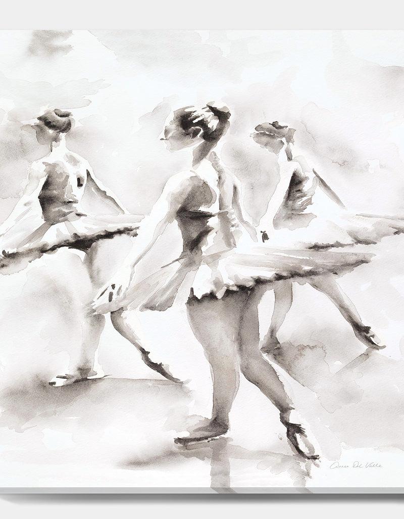 DesignQ Watercolors Ballerinas Dance I - French Country Canvas Artwork