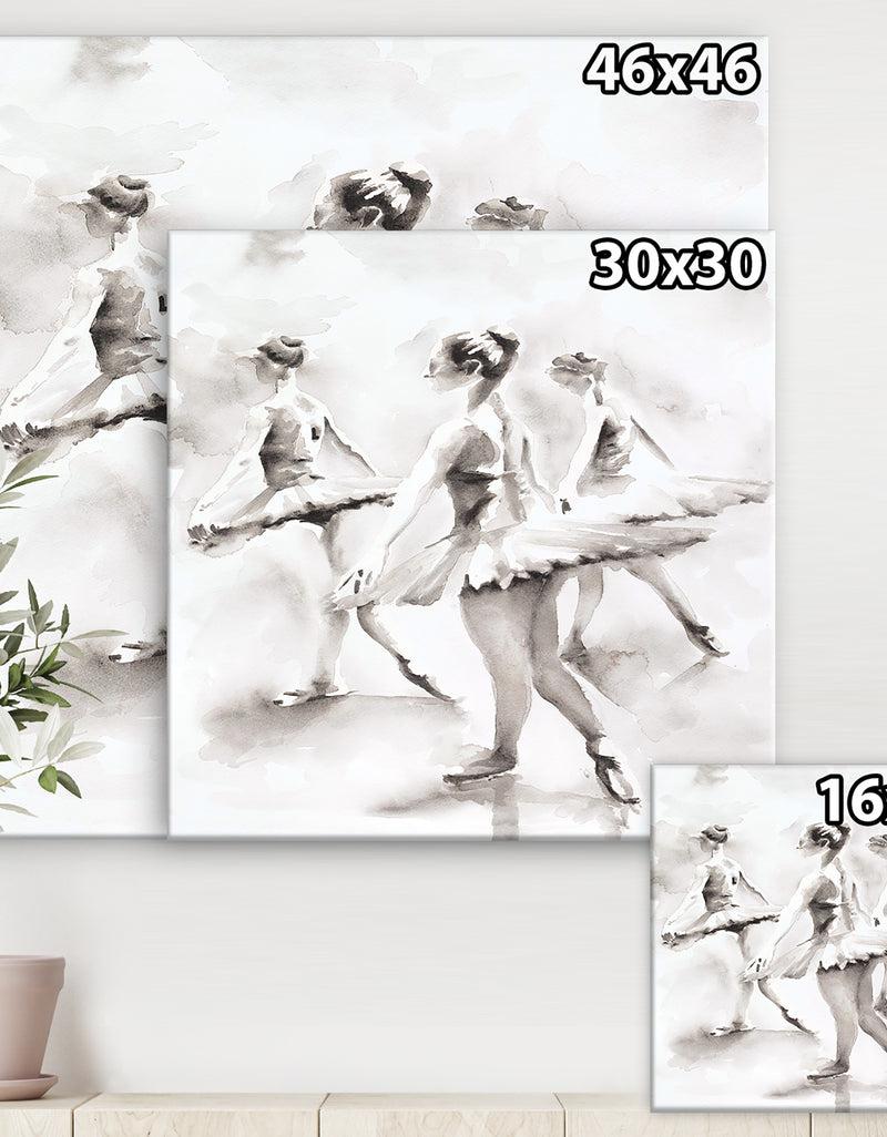 DesignQ Watercolors Ballerinas Dance I - French Country Canvas Artwork