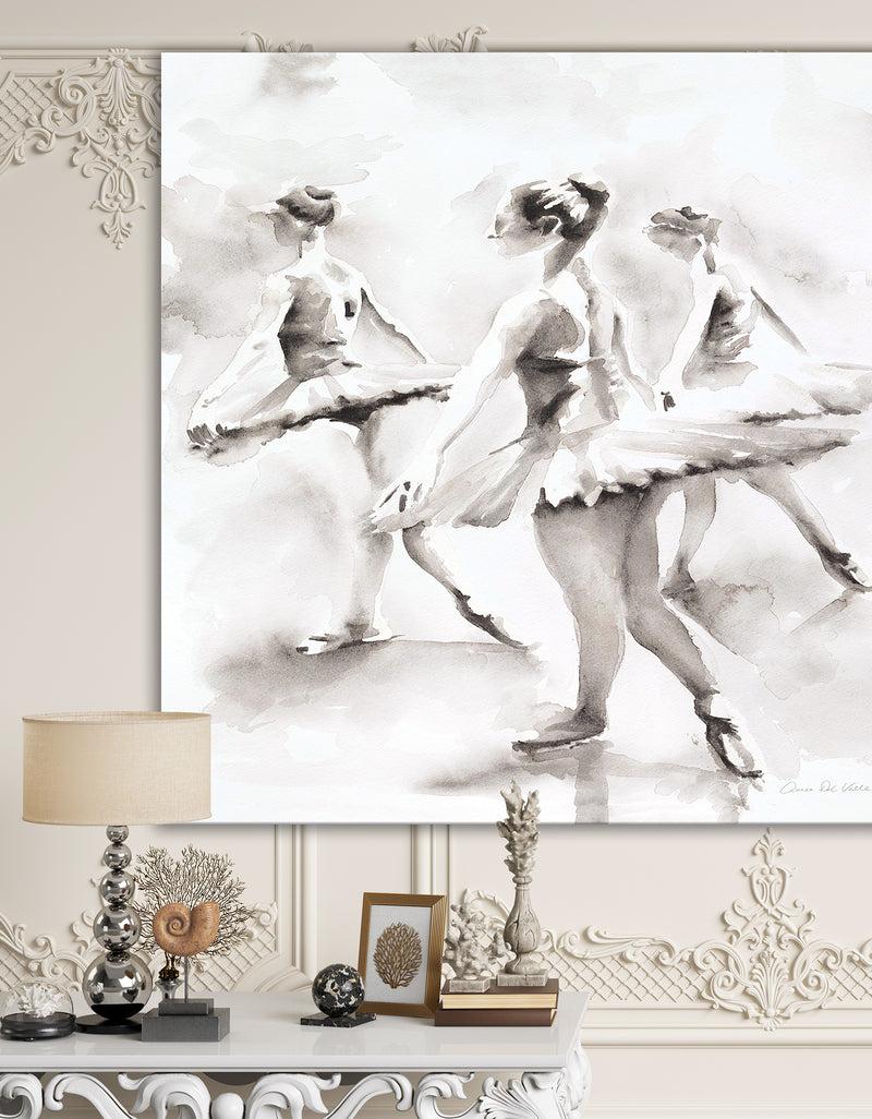 DesignQ watercolors Ballerinas Dance I - French Country Canvas Artwork