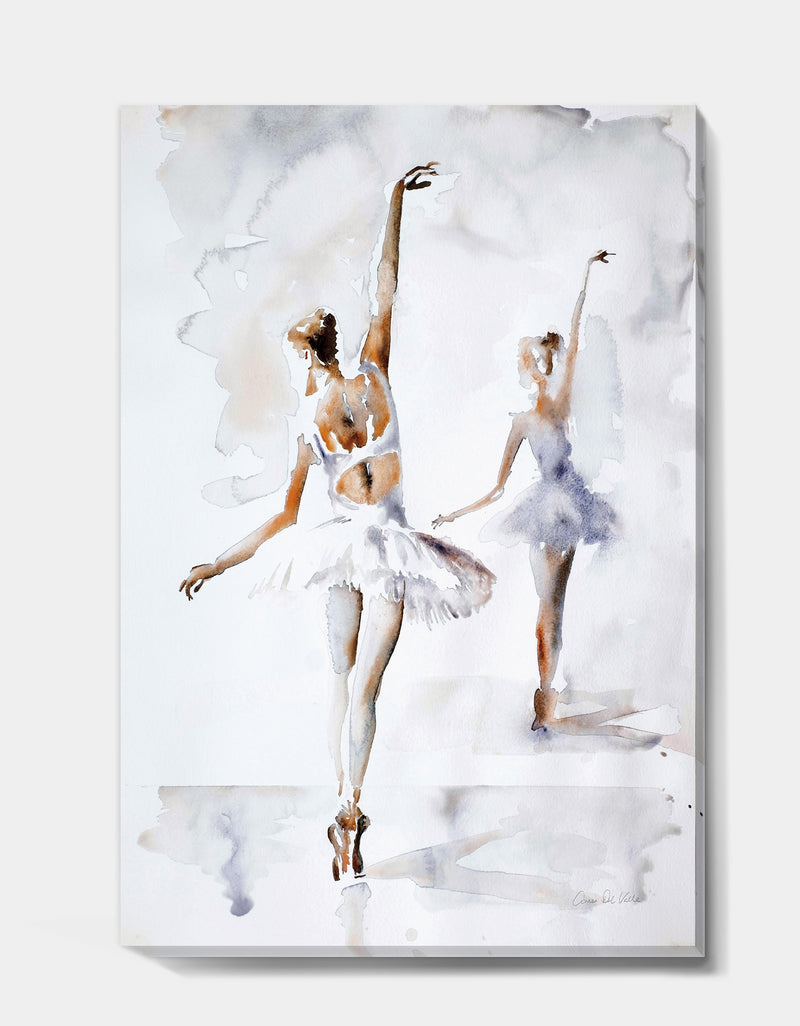 DesignQ Watercolors Ballerinas Dance II - French Country Canvas Art