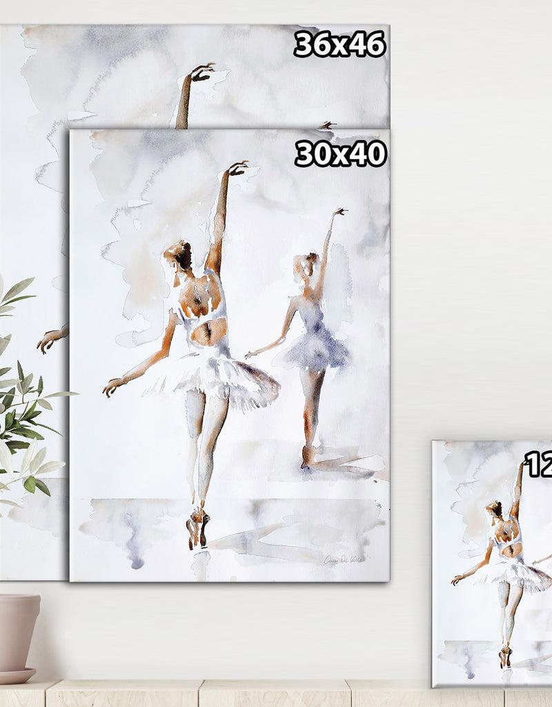 DesignQ Watercolors Ballerinas Dance II - French Country Canvas Art