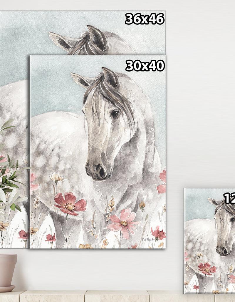 DesignQ Watercolors Pink Wild Horses II - Premium Canvas Wall Art