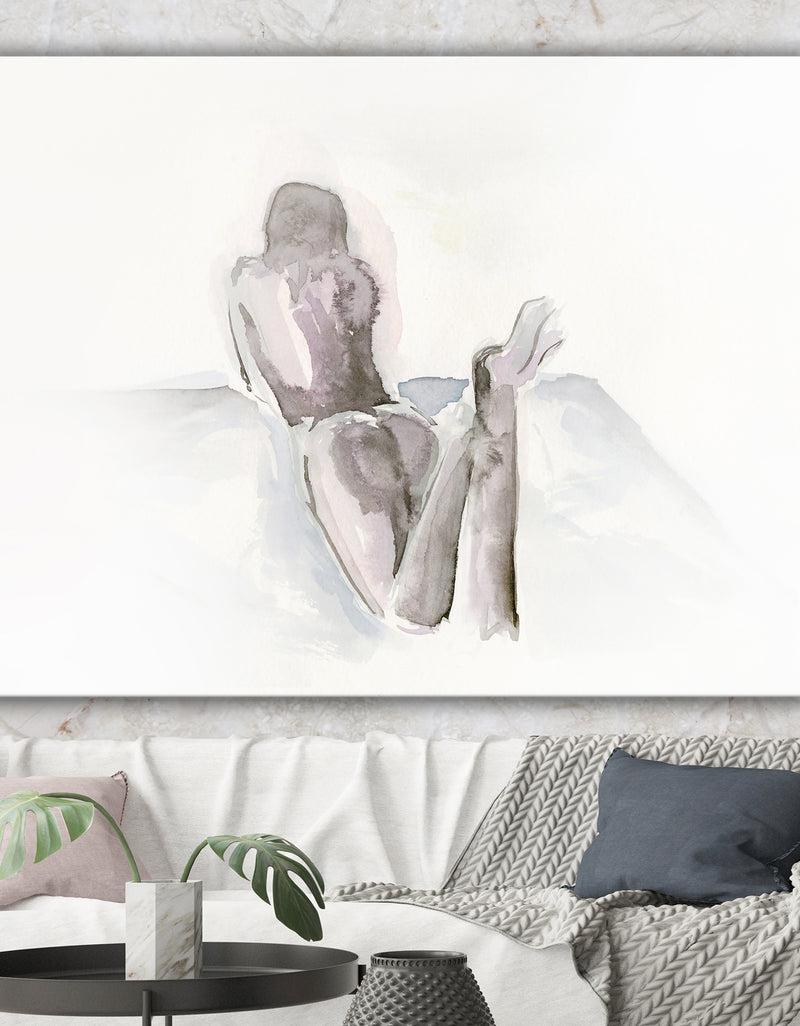 DesignQ Watercolour Nude 1 - Traditional Canvas Wall Art