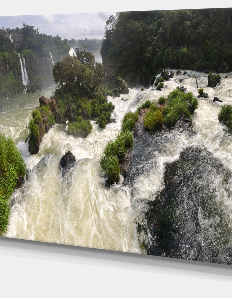 DesignQ Waterfall Iguacu Falls In Brazil - Landscape Art Canvas Print