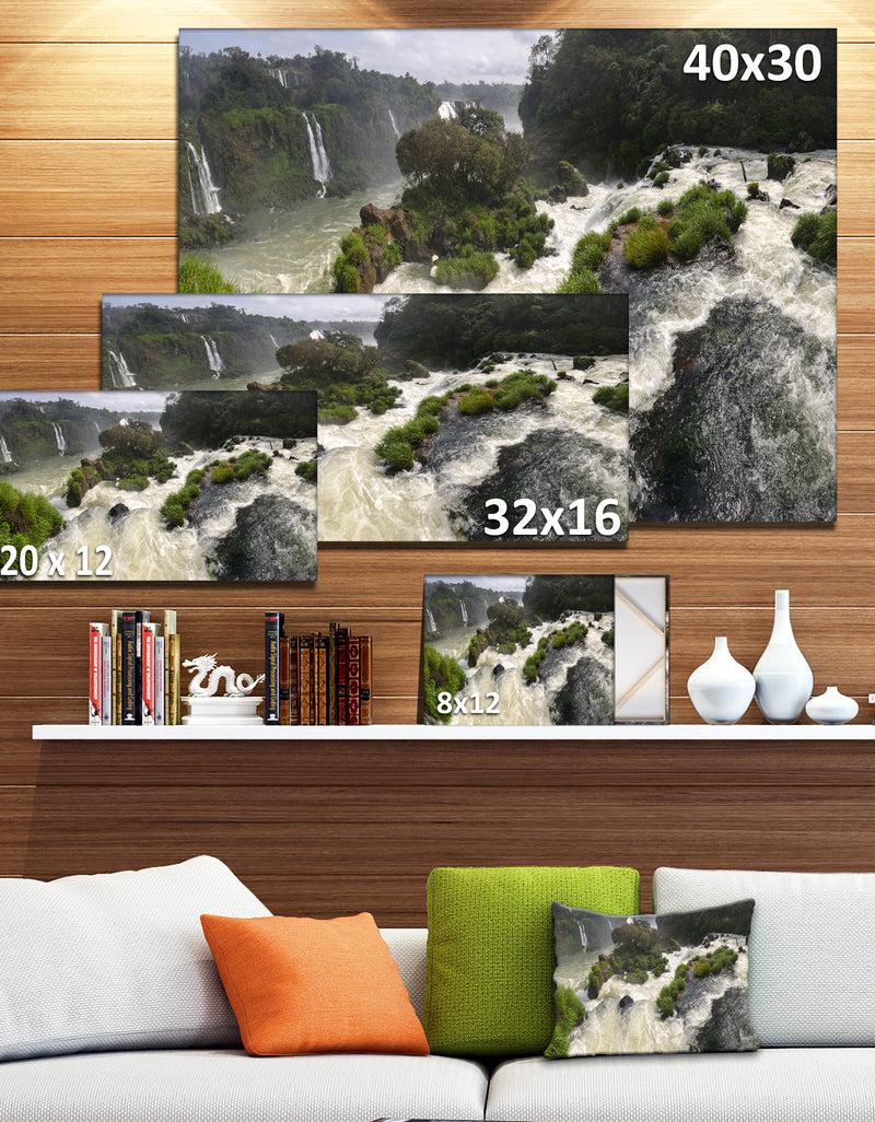 DesignQ Waterfall Iguacu Falls In Brazil - Landscape Art Canvas Print