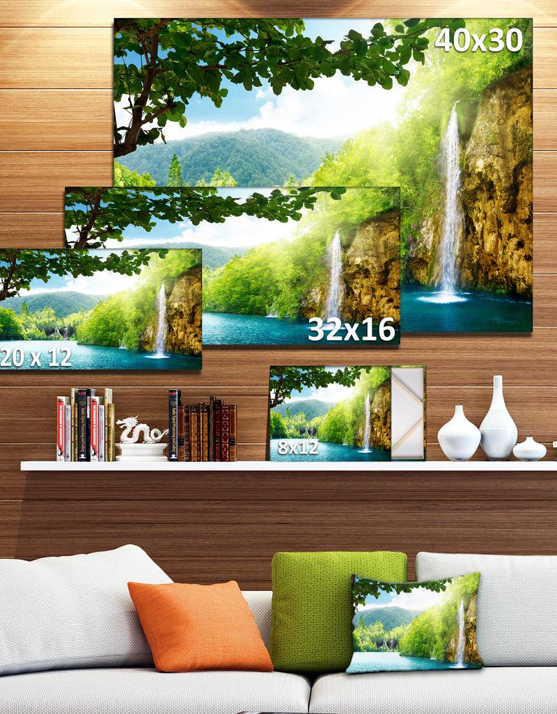 DesignQ Waterfall In Deep Forest - Landscape Photography Canvas Print