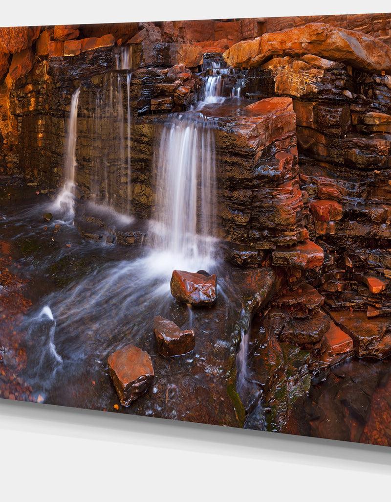 DesignQ Waterfall In Hancock Gorge - Landscape Wall Art Canvas Print