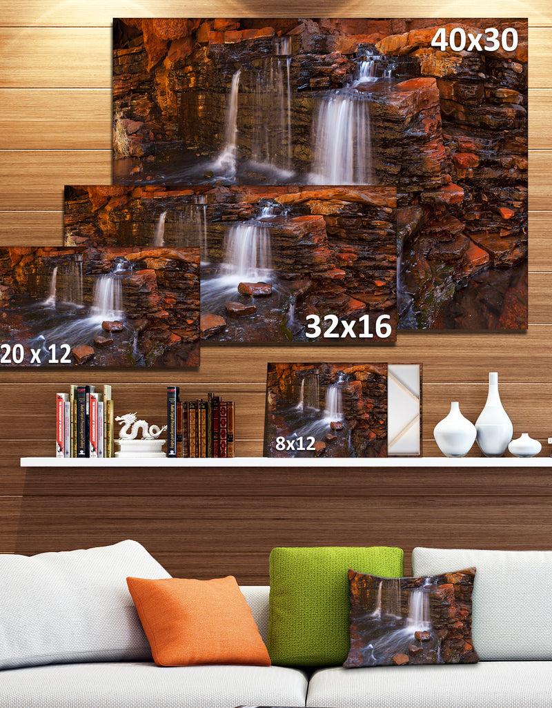 DesignQ Waterfall In Hancock Gorge - Landscape Wall Art Canvas Print