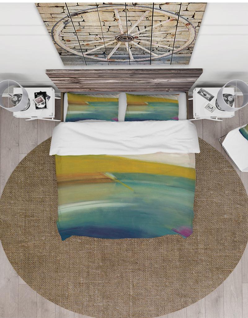 DesignQ Waterpainting Impression Of Indigo And Green - Farmhouse Duvet Cover Set