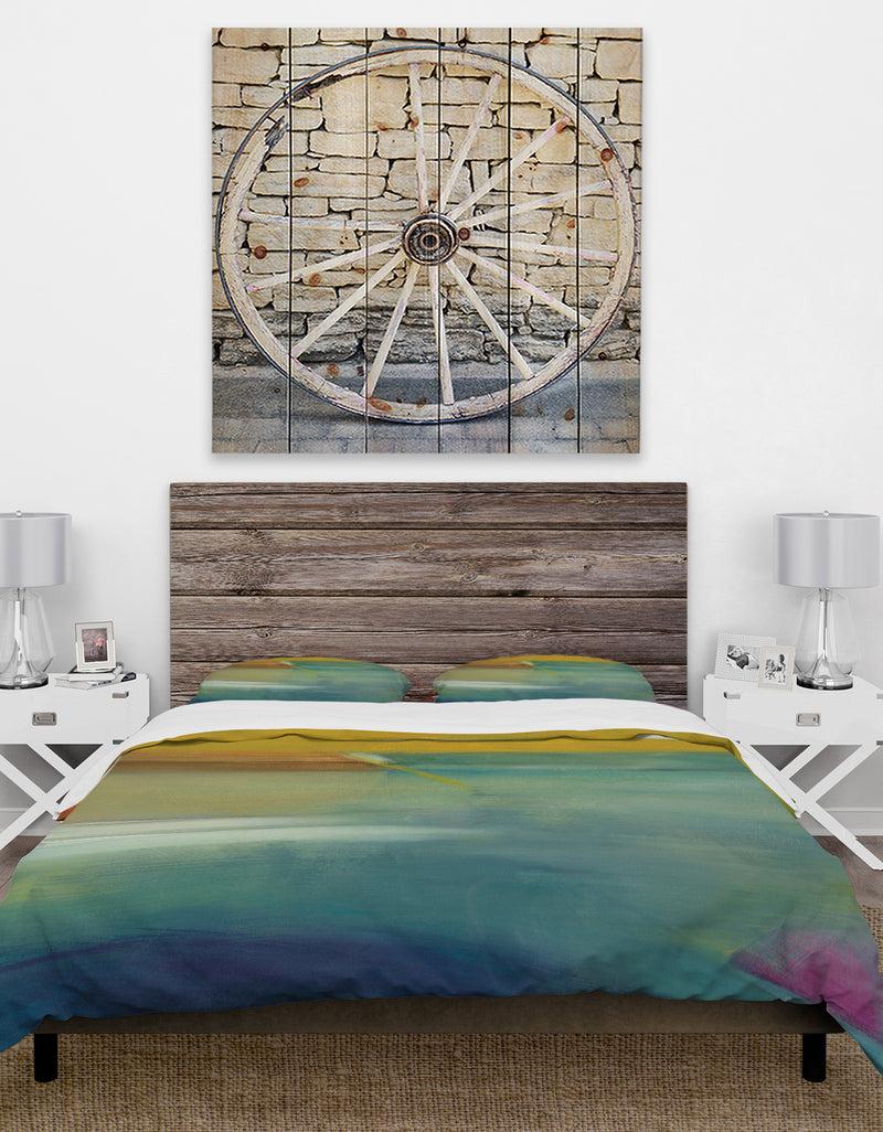 DesignQ Waterpainting Impression Of Indigo And Green - Farmhouse Duvet Cover Set