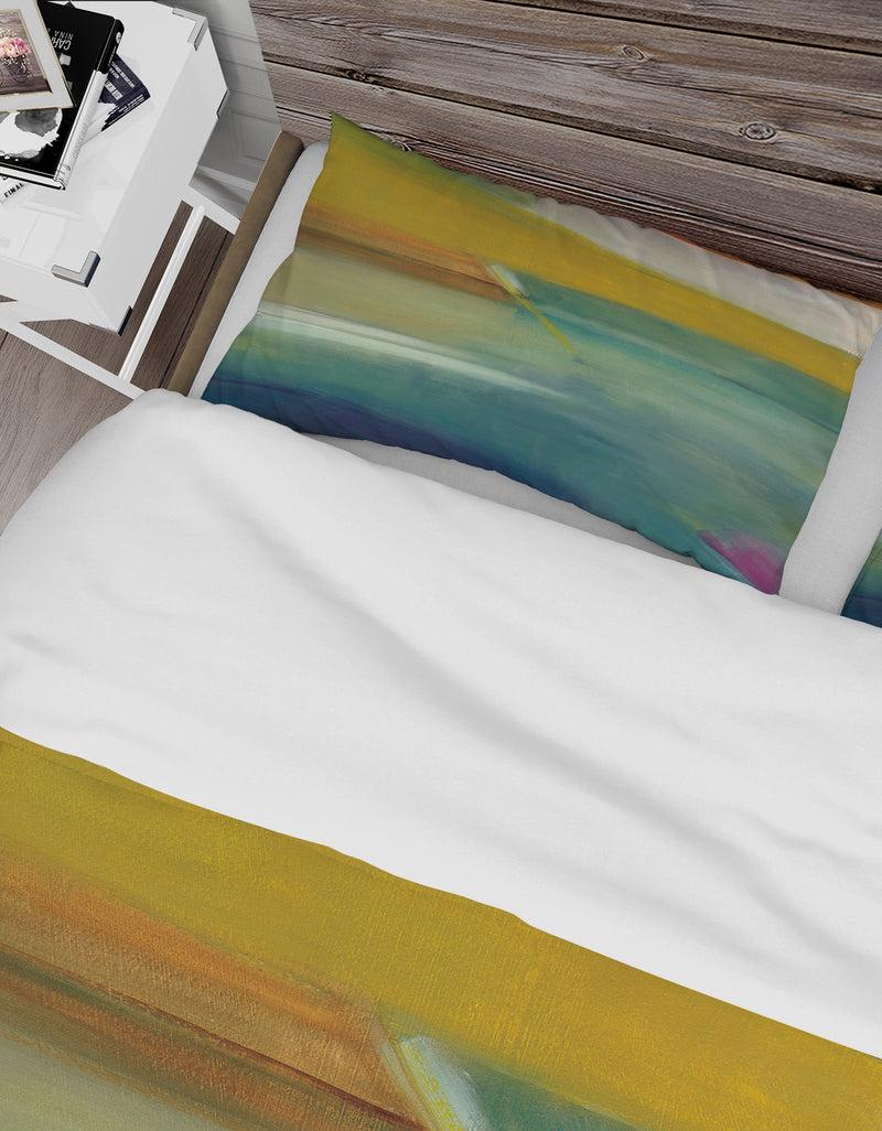 DesignQ Waterpainting Impression Of Indigo And Green - Farmhouse Duvet Cover Set