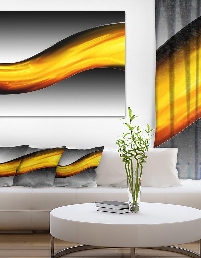 DesignQ Wave of Golden Lava - Abstract Digital Art Canvas Print