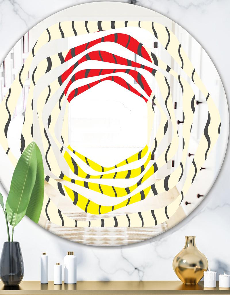 DesignQ Wave Pattern - Modern Round or Oval Wall Mirror - Whirl