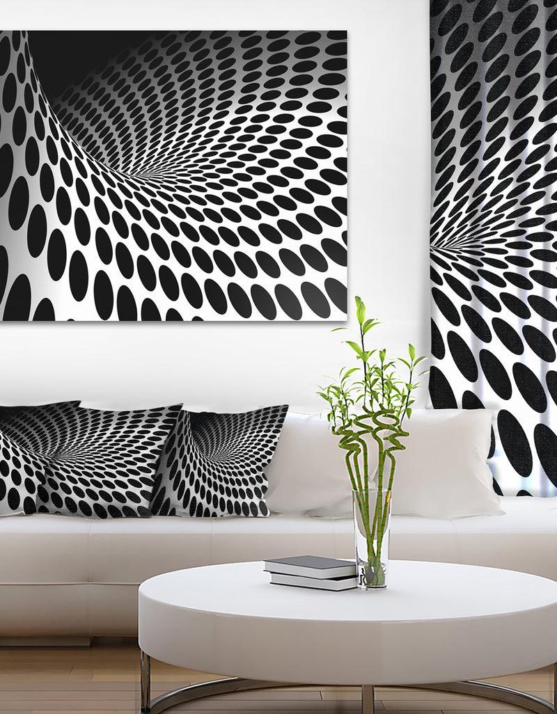 DesignQ Waves and Circles Black n - White - Abstract Art Canvas Print