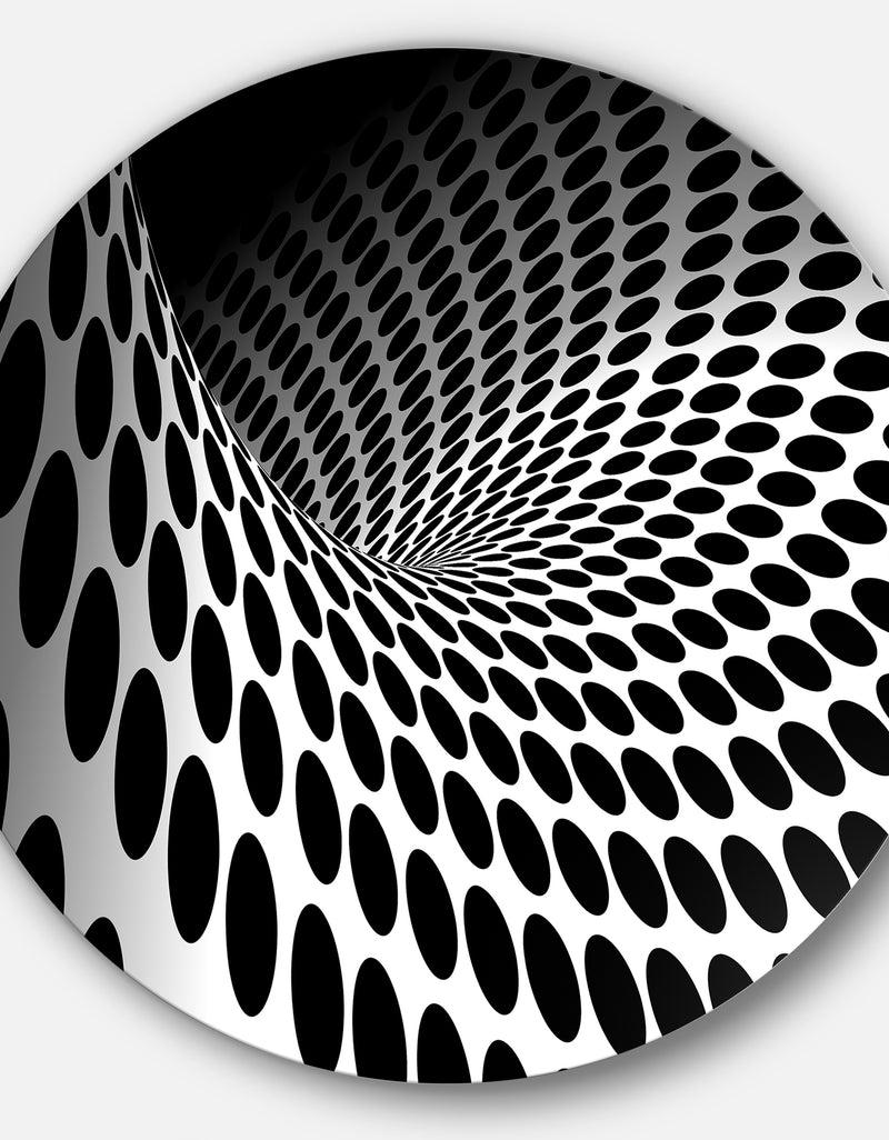 DesignQ Waves And Circles Black N White - Abstract Art Circle Metal Wall Art
