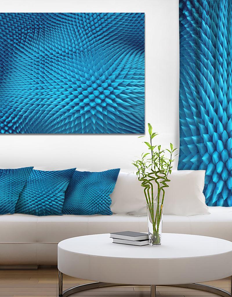 DesignQ Wavy Blue Prickly Design - Abstract Artwork on Canvas