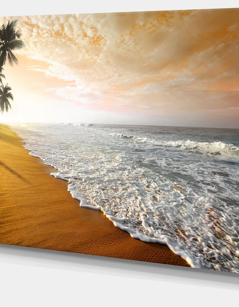 DesignQ Wavy Clouds Over Seashore - Extra Large Seascape Art Canvas