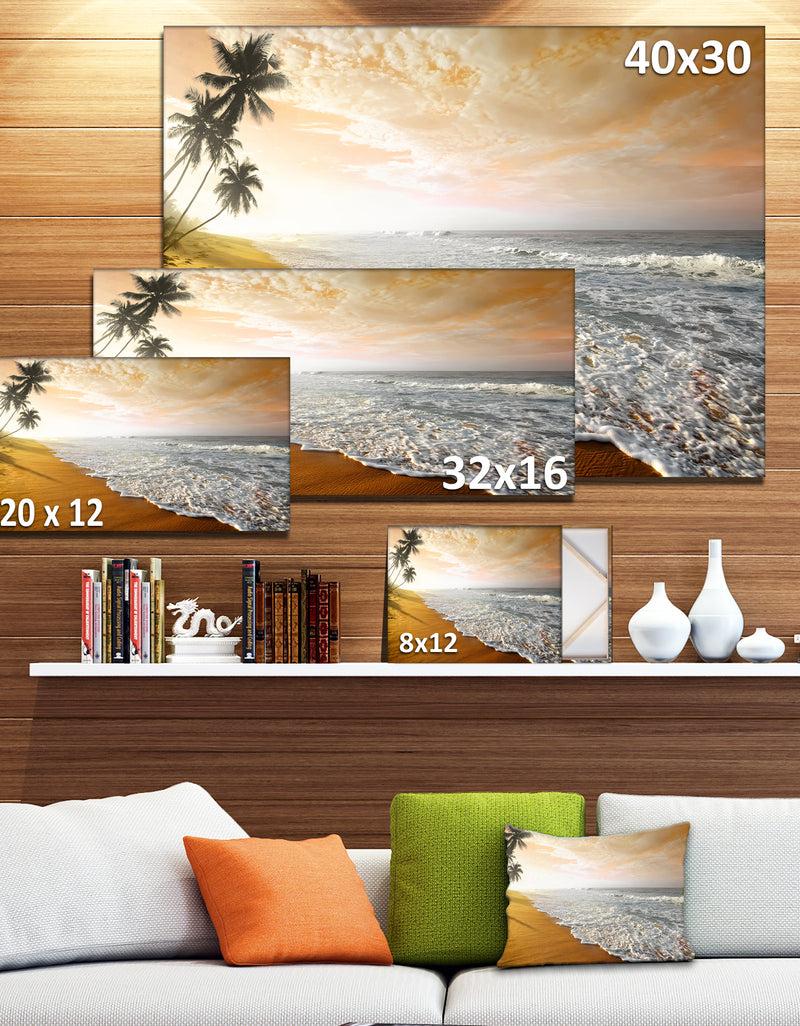 DesignQ Wavy Clouds Over Seashore - Extra Large Seascape Art Canvas