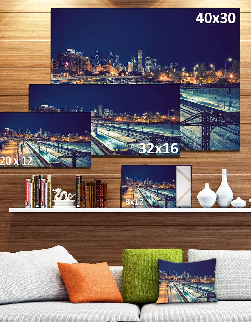DesignQ Welcome In Chicago Highway Traffic - Cityscape Canvas Print