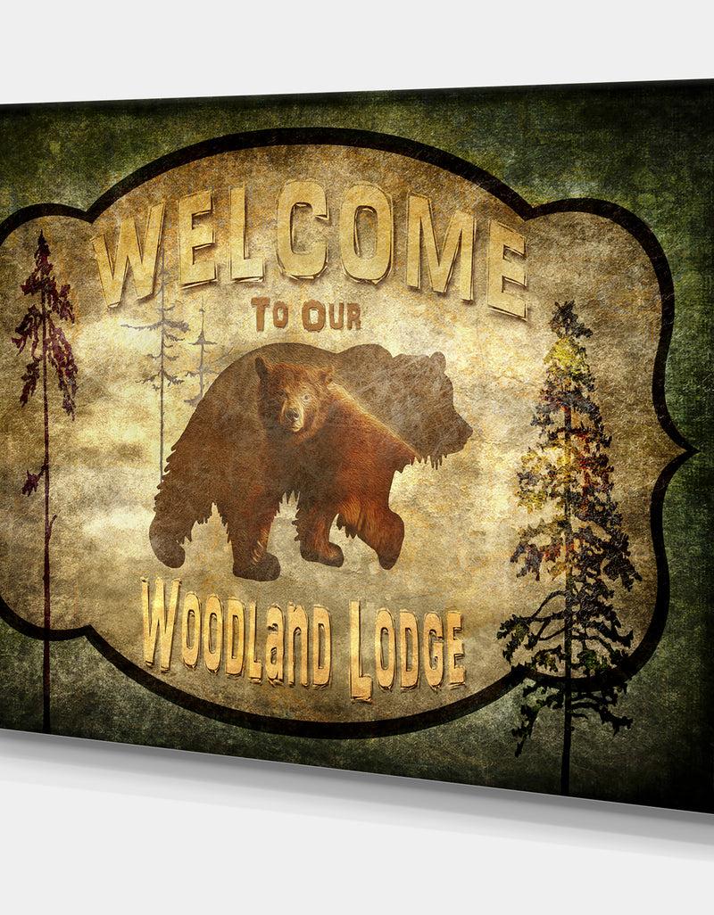 DesignQ Welcome_Lodge Bear - Cottage Canvas Art Print