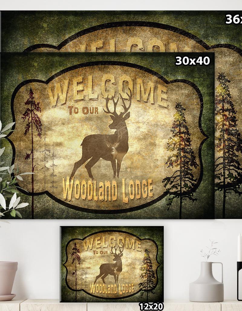 DesignQ Welcome_Lodge Deer - Cottage Gallery-wrapped Canvas