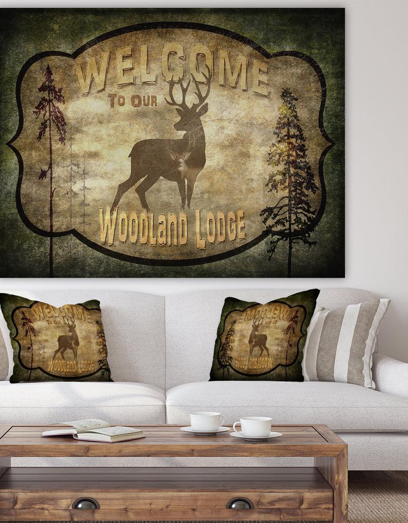 DesignQ Welcome_Lodge Deer - Cottage Gallery-wrapped Canvas