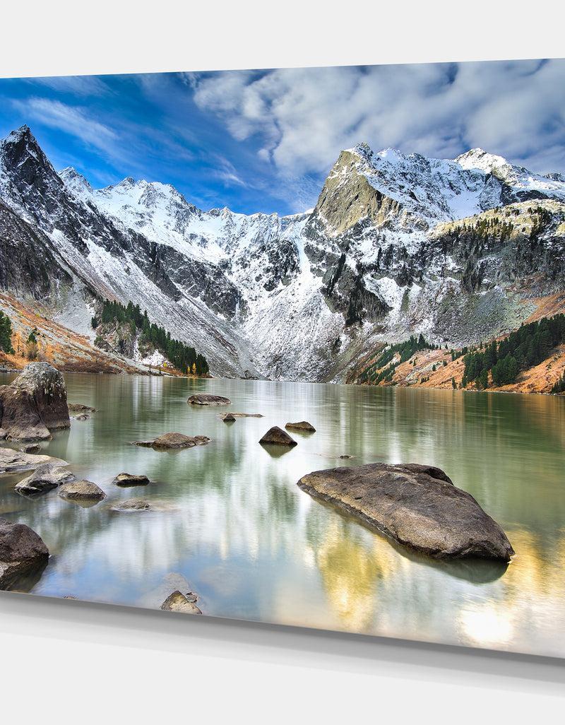 DesignQ West Siberia Mountain Lake - Lake Landscapes Photographic On Wrapped Canvas