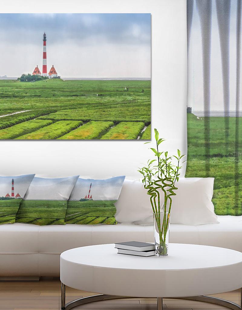 DesignQ Westerheversand Lighthouse Panorama - Landscape Canvas Wall Artwork