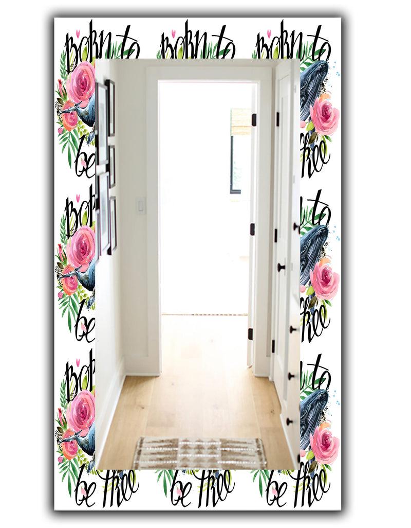 DesignQ Whale And Roses - Traditional Mirror - Vanity Mirror