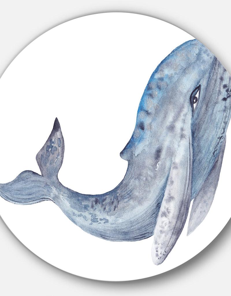 DesignQ Whale Watercolor - Animal Painting Circle Wall Art
