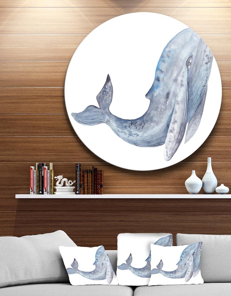 DesignQ Whale Watercolor - Animal Painting Circle Wall Art