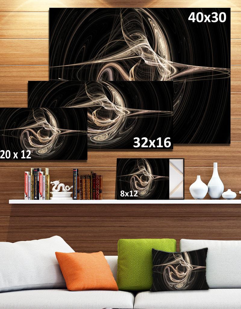 DesignQ White Abstract Fractal Design In Black - Abstract Art On Canvas