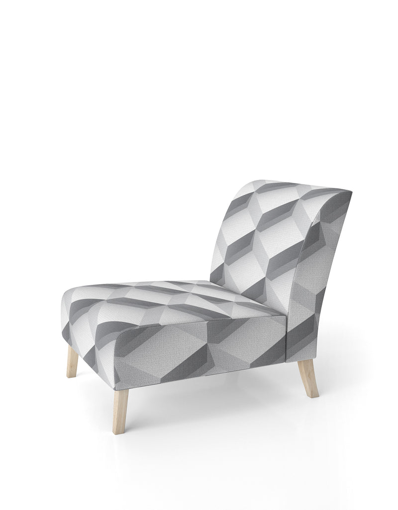 DesignQ White Abstract Pattern - Upholstered Scandinavian Accent Chair