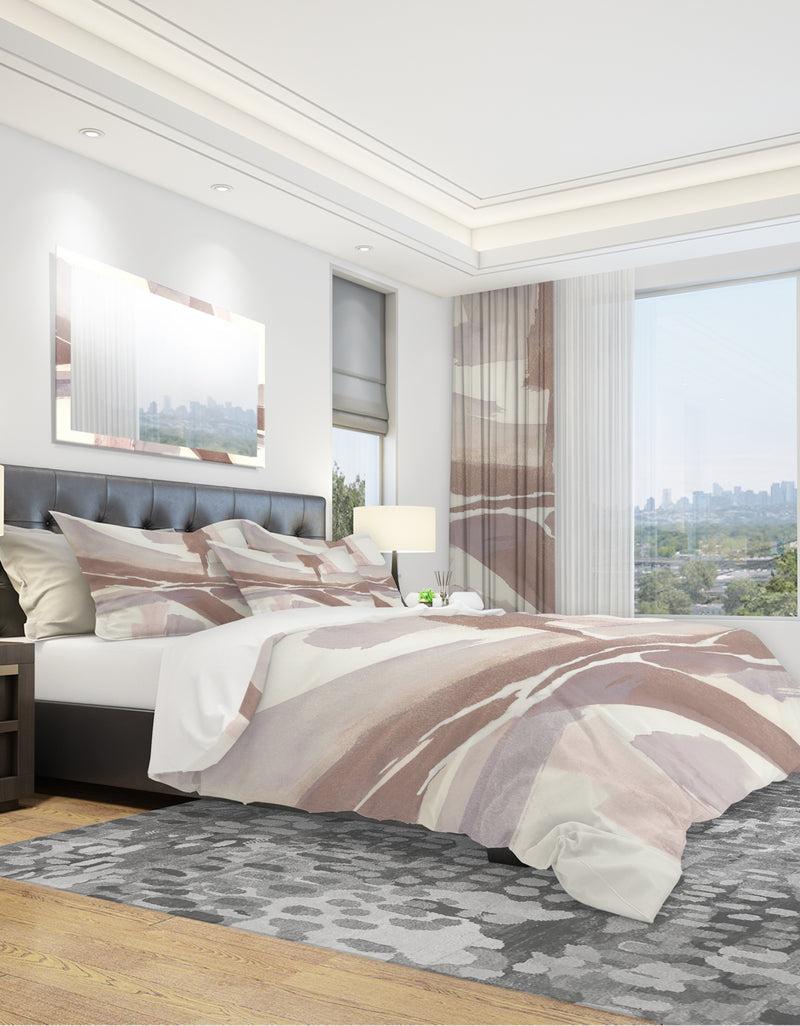 DesignQ White And Placid I Blush - Geometric Duvet Cover Set