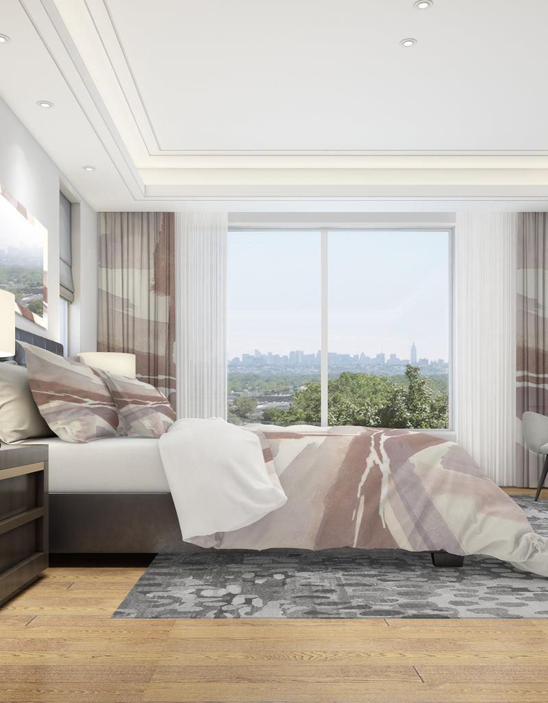 DesignQ White And Placid I Blush - Geometric Duvet Cover Set