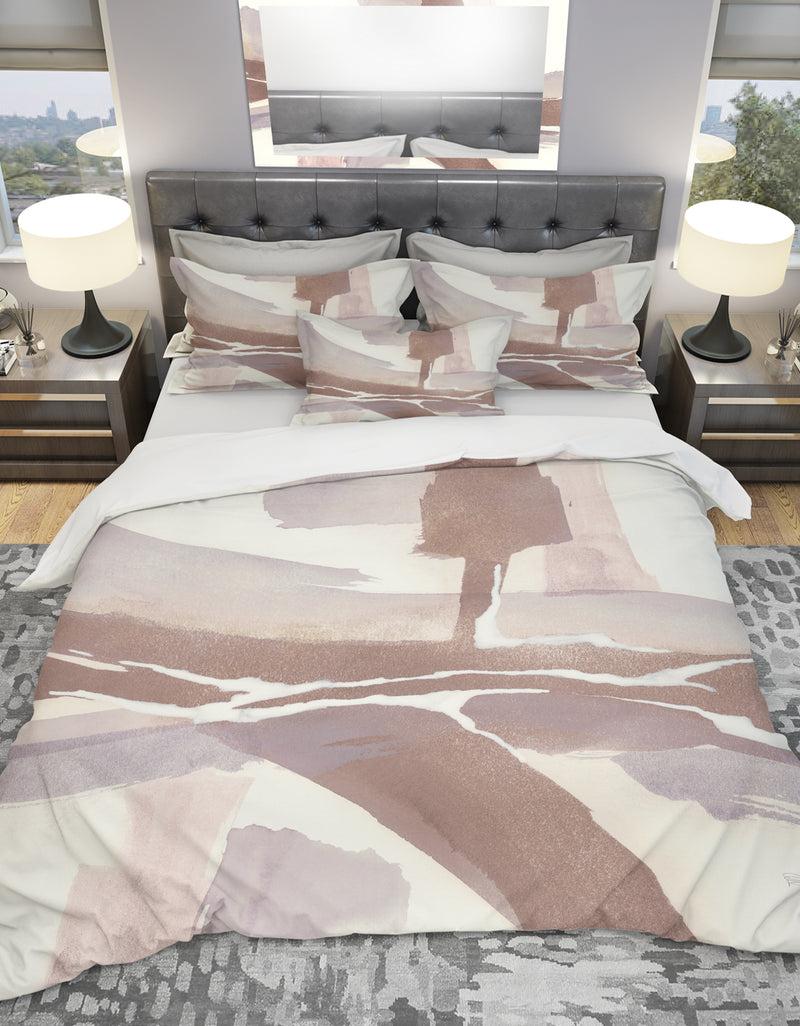 DesignQ White and Placid I Blush - Geometric Duvet Cover Set