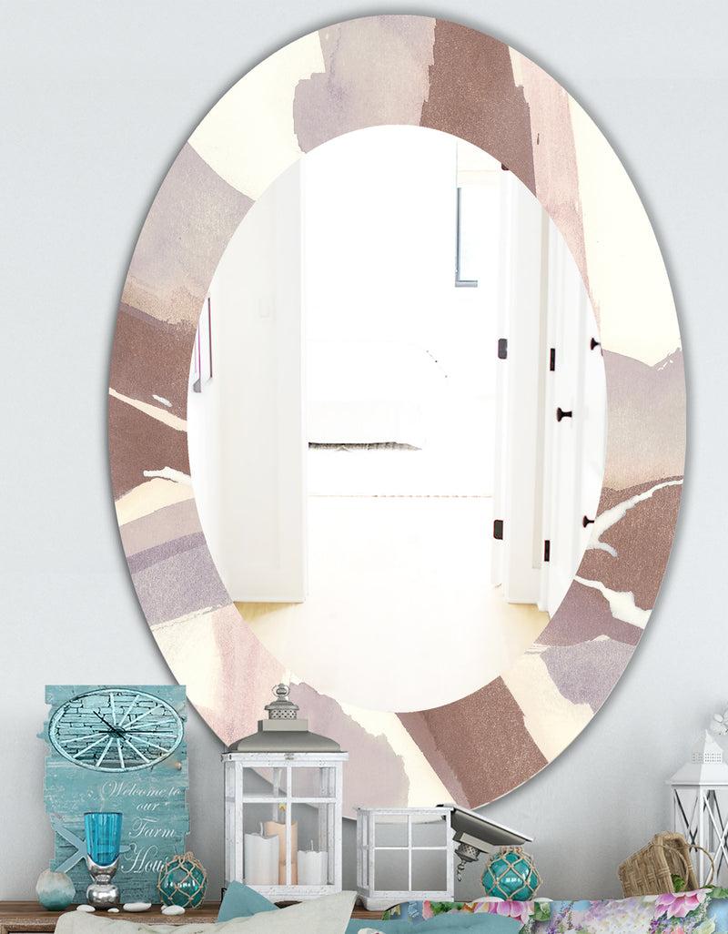 DesignQ White And Placid I Blush - Traditional Mirror - Oval Or Round Wall Mirror