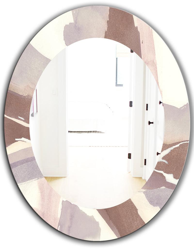 DesignQ White And Placid I Blush - Traditional Mirror - Oval Or Round Wall Mirror