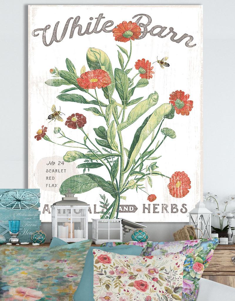 DesignQ White Barn Flowers IV - Cottage Canvas Wall Art