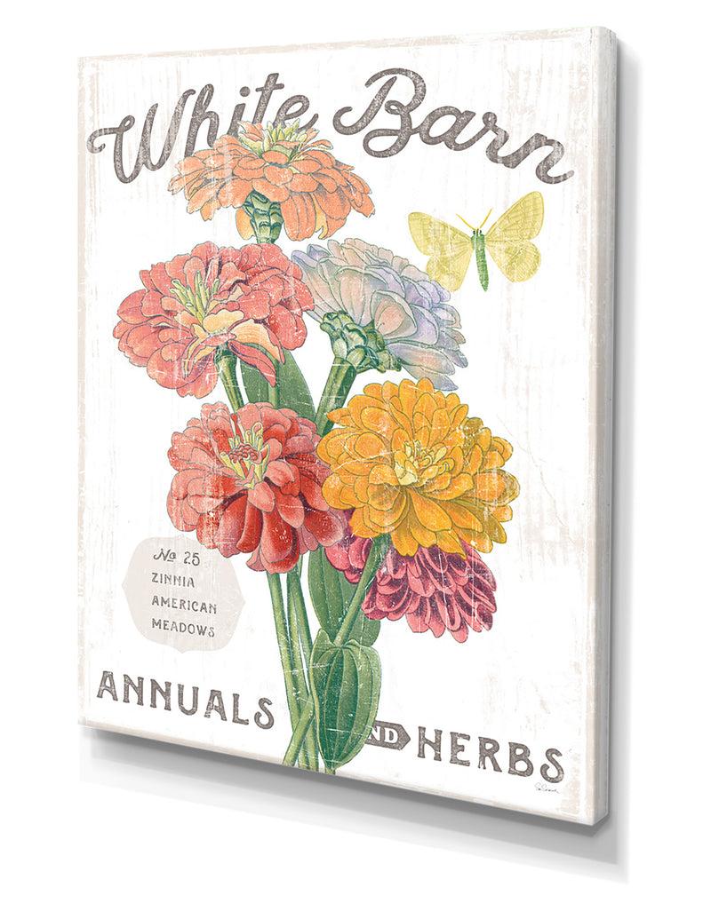 DesignQ White Barn Flowers V - Cottage Canvas Wall Art